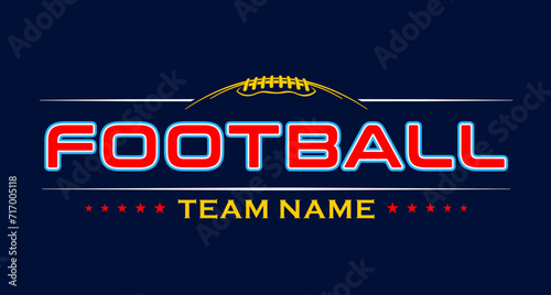 American football team fan vector clipart. Banner, card, flyer, t shirt print design. 
Isolated on dark blue background. 
