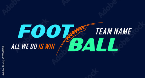 American football team fan vector clipart. Banner, card, flyer, t shirt print design. 
Isolated on dark blue background. 
