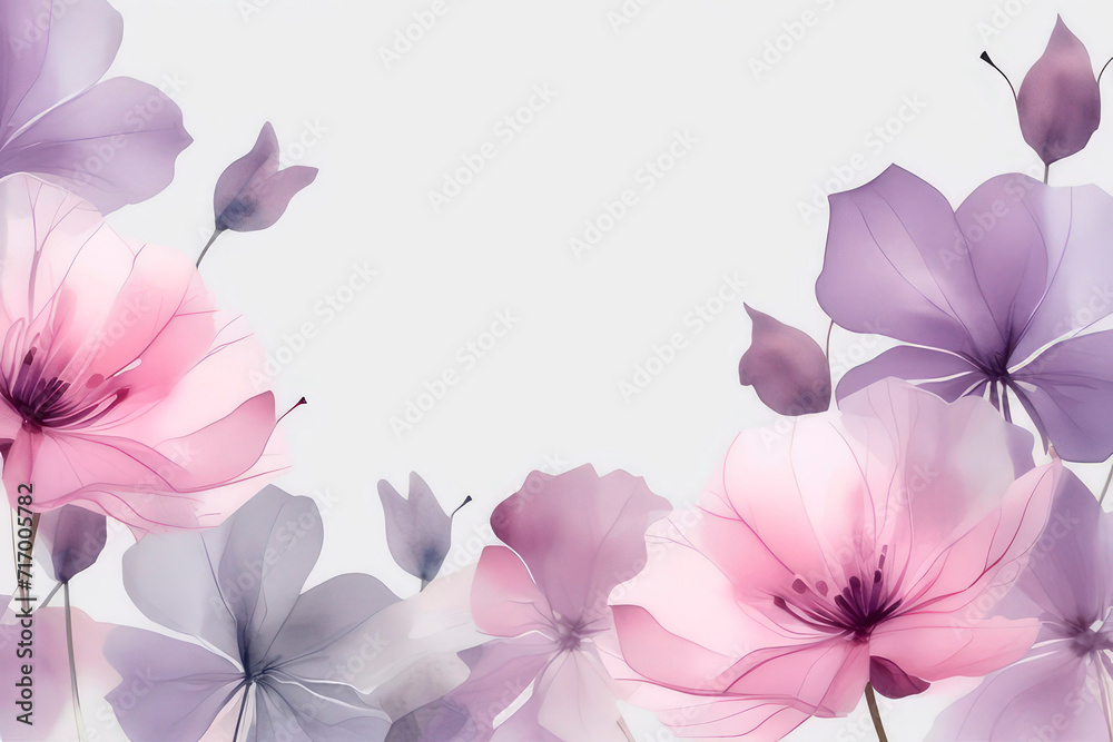 Fototapeta premium Wallpaper with flower art. Art background with transparent x-ray flowers.