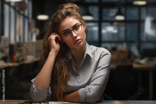 Working woman thinking about solution.