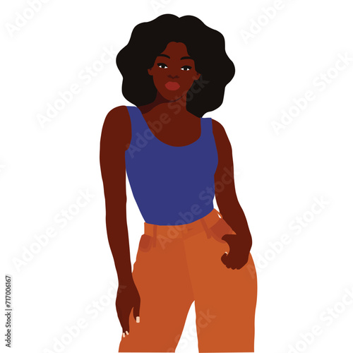 Stylish afro black woman in elegant art style vector