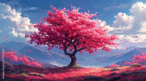 Beautiful Blooming Tree Pink Cherry Blossom, Background Banner HD © Alex Cuong