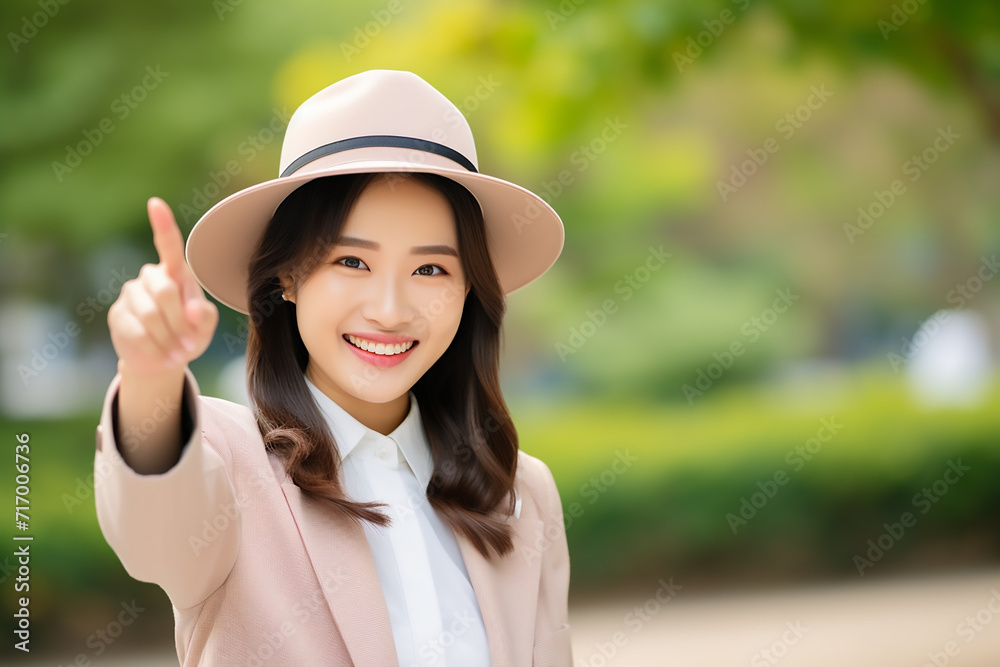 business woman pointing at something with generative ai business woman pointing at something with generative ai