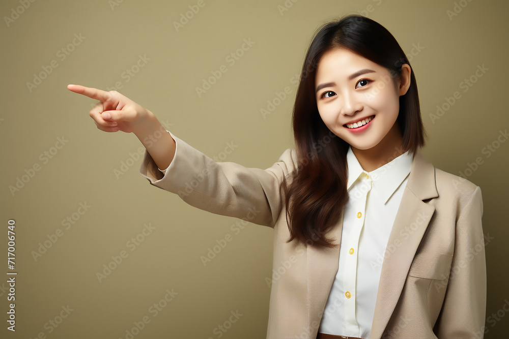 business woman pointing at something with generative ai business woman pointing at something with generative ai