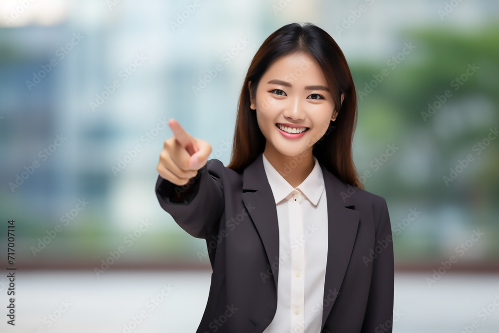 business woman pointing at something with generative ai business woman pointing at something with generative ai