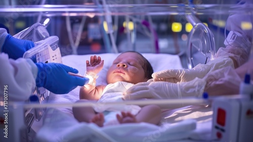 Newborn Baby in a Neonatal Intensive Care Unit photo