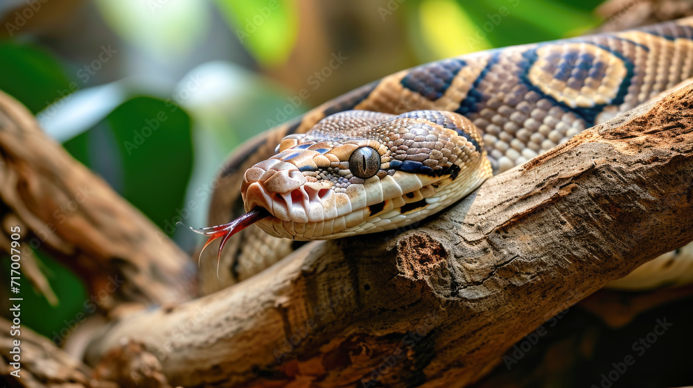 Fototapeta premium Ball Python on a Tree Branch