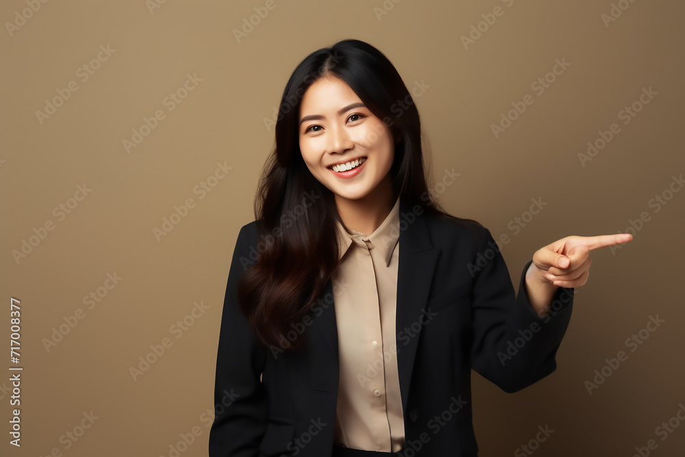 business woman pointing at something with generative ai business woman pointing at something with generative ai