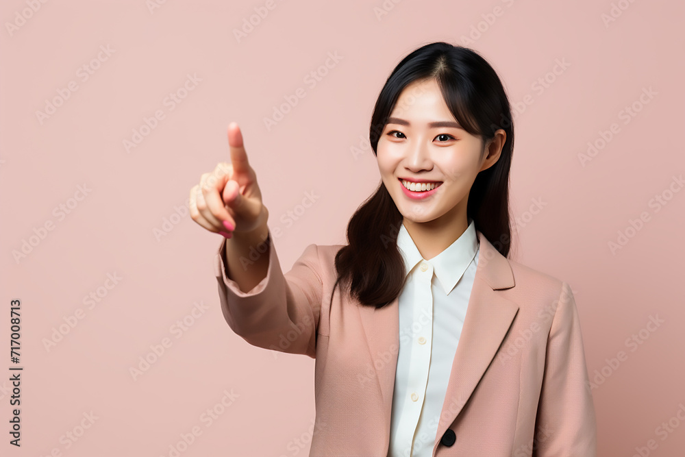 business woman pointing at something with generative ai business woman pointing at something with generative ai