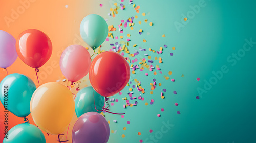 Colorful Balloons Covered in Confetti