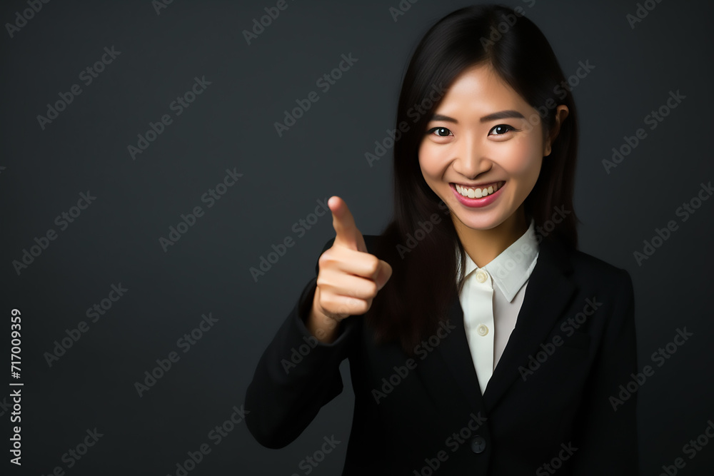 business woman pointing at something with generative ai business woman pointing at something with generative ai