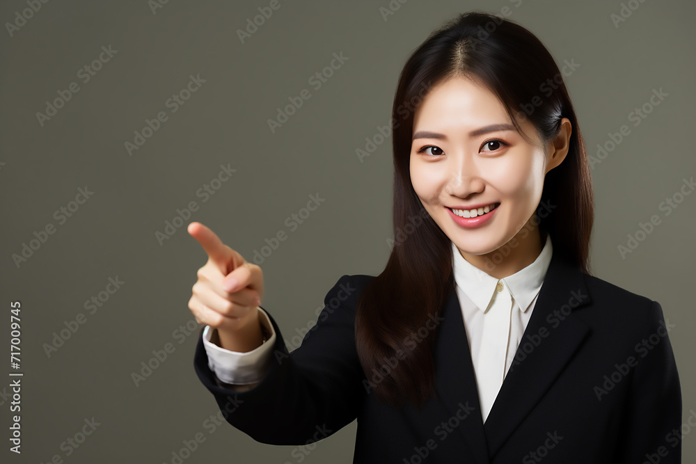 business woman pointing at something with generative ai business woman pointing at something with generative ai