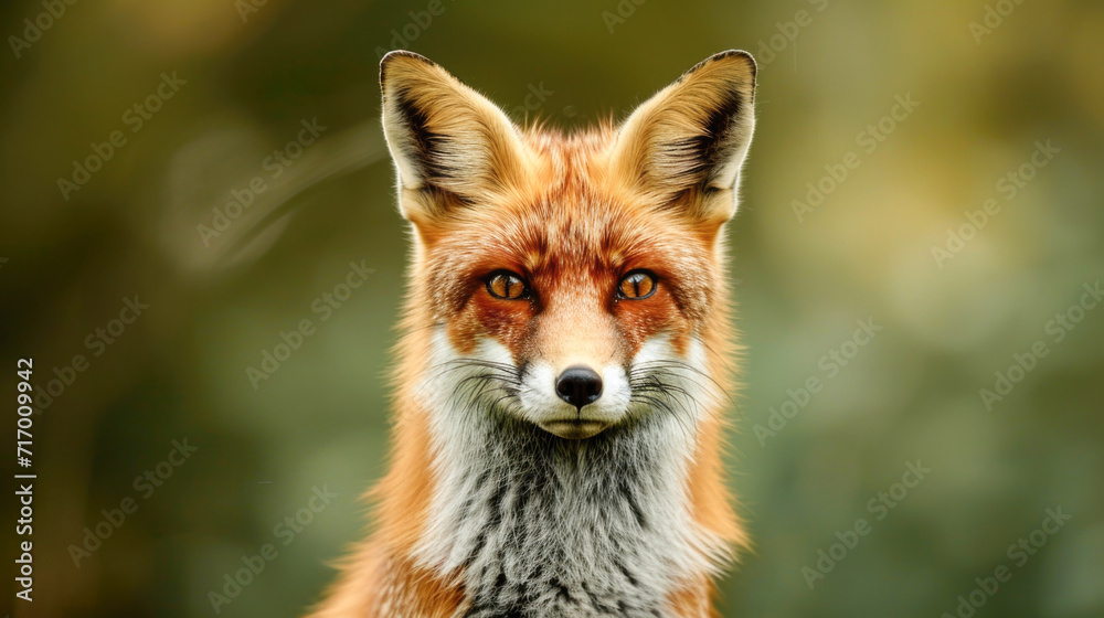 Captivating Red Fox in the Wild with Green Background Captivating Red Fox in the Wild with Green Background