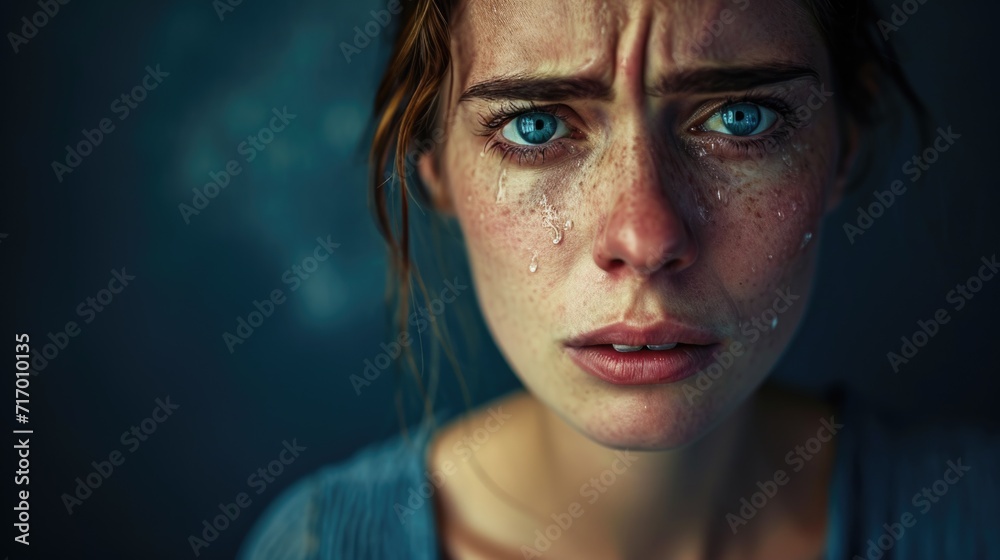Tearful Woman with Intense Emotional Expression