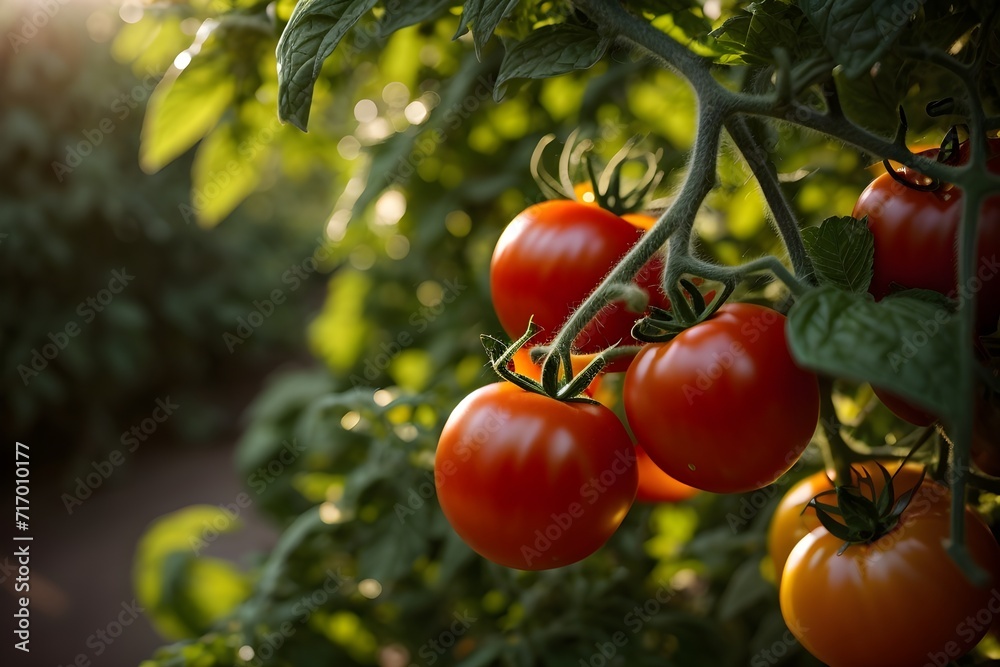 Tomatoes on the vine.
