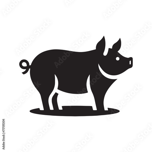 Pigs in Poetry: Silhouetted Hogs Crafting a Poetic Narrative of Swine Magnificence - Swine Illustration - Hogs Vector - Hogs Silhouette
