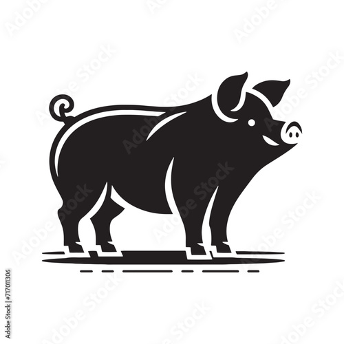 Swine Serenade: Pig Silhouette Set Creating a Musical Composition of Oinks and Grunts - Pig Illustration - Pig Vector
