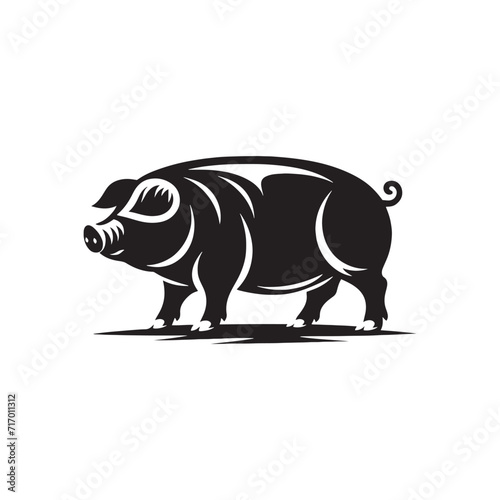 Radiant Oink: A Collection of Playful Pig Silhouettes in a Vibrant Display of Swine Elegance - Pig Illustration - Pig Vector
