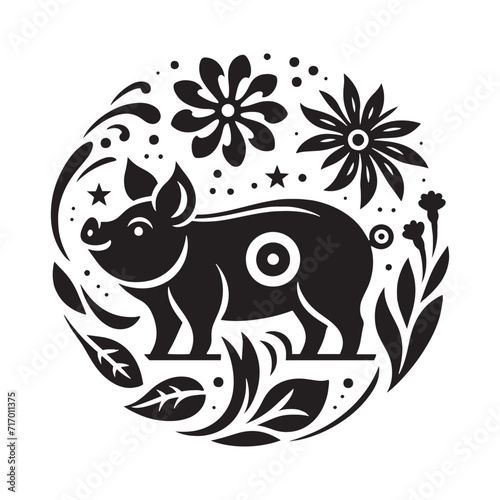 Ethereal Pork Ballet: Pig Silhouette Set Capturing the Whimsical Dance of Swine in Delightful Harmony - Pig Illustration - Pig Vector
