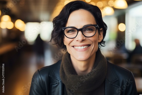 Bright Portrait of a Smiling Person in Glasses