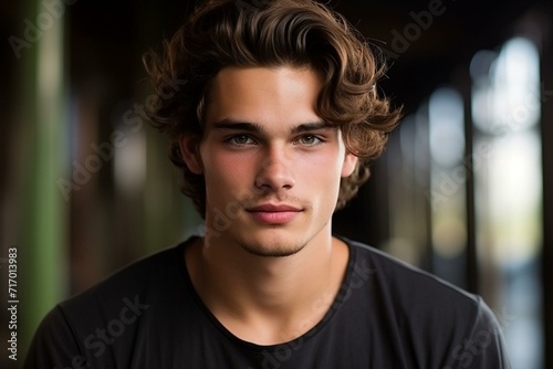Captivating Portrait of a Young Man with a Serene Expression
