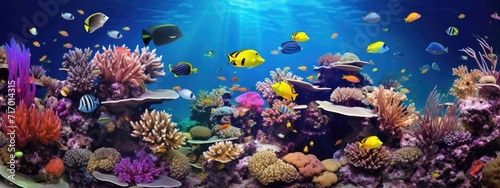 Underwater coral reef and sea life, beautiful vibrant, colorful sea and fish, diving and biodiversity concept © Ilmi