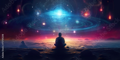 minimalistic design Universe, cosmos. Meditation background, chakras, prana, the mind of God and spirituality,