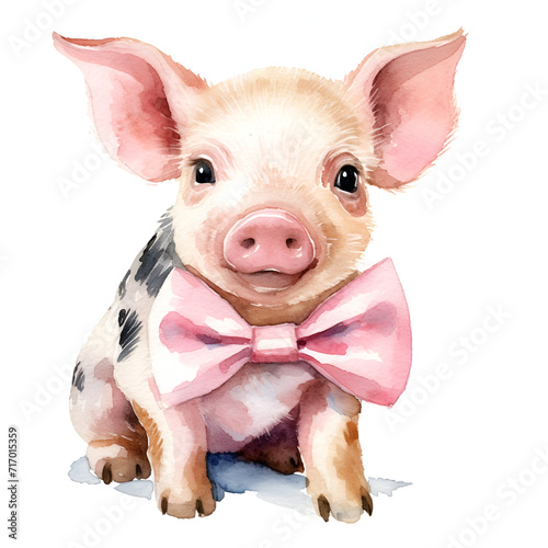 Beautiful Pig Watercolor Clipart, Cute Design for Your Project, Ai Generative
