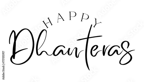 Happy Dhanteras lettering indian religious festival vector illustration.