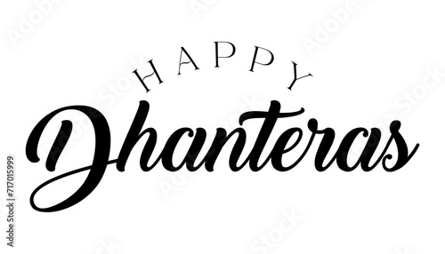 Happy Dhanteras lettering indian religious festival vector illustration.