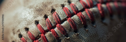 Close-Up of Baseball Stitching and Texture of Leather Equipment
