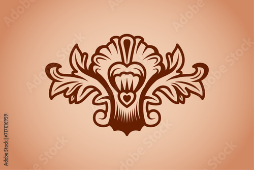 single element of abstract designs shaped like motifs on wood carvings love or heart geometric motifs with indonesian floral patterns , exclusive and classic, are suitable for various purposes.