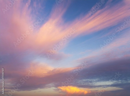 Abstract background. Sky. Pink sky Blue sky. The clouds. Sunset. © D'Arcangelo Stock