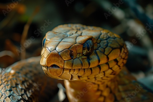 Sinister closeup of a deadly Inland Taipan snake. photo