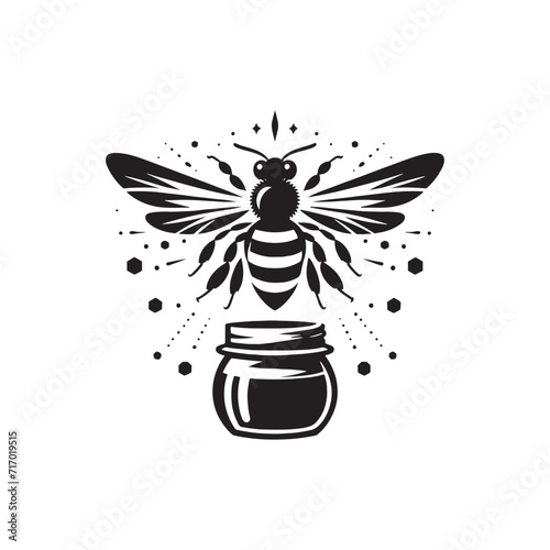 Whispers of Honey: A Collection of Honey Bee Silhouettes Echoing the Sweet Melody of Nature's Sweetest Nectar - Honey Illustration - Honey Vector - Honey Silhouette

