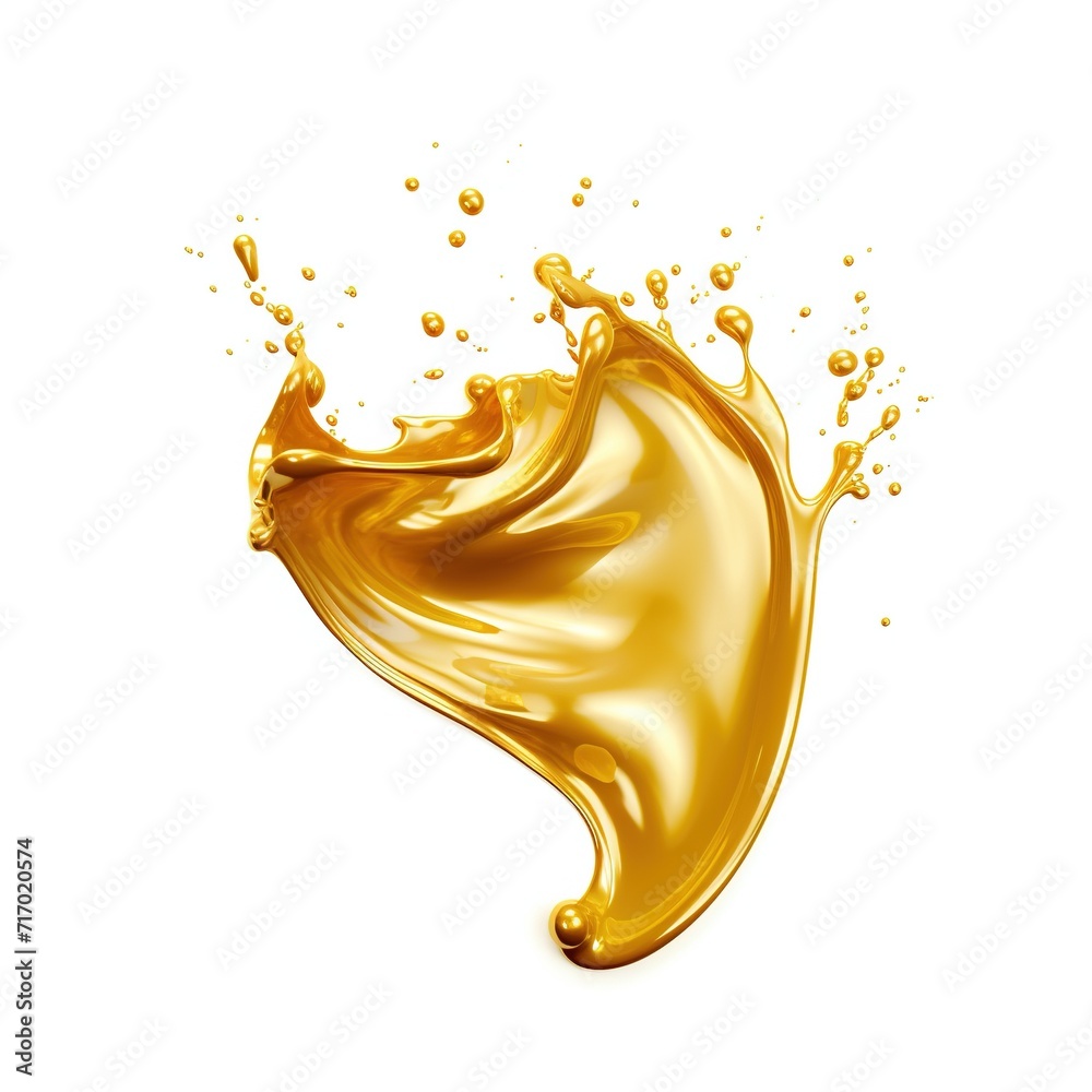 Fototapeta premium Golden colour plastic paint splash isolated on a white background