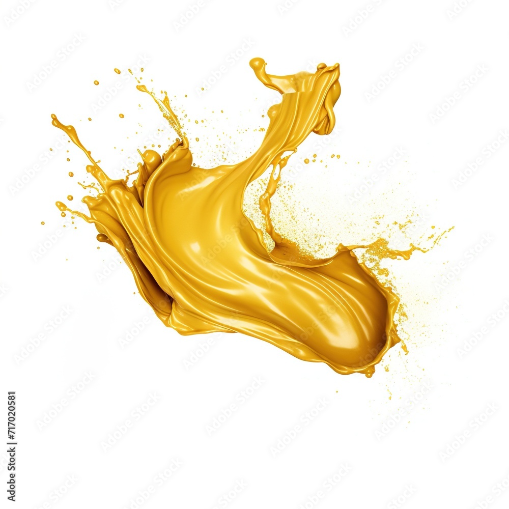 Fototapeta premium Golden colour plastic paint splash isolated on a white background