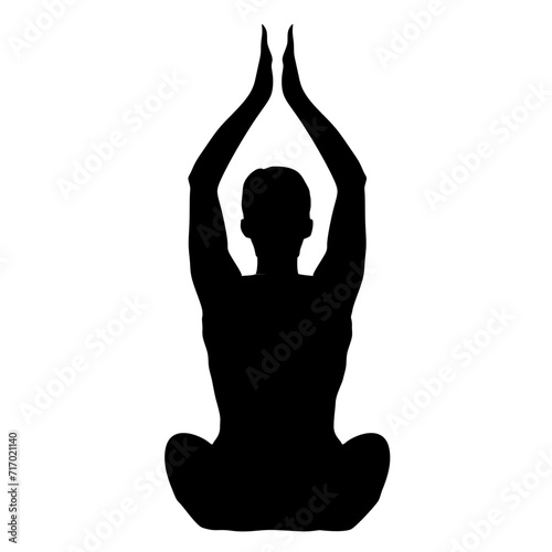 Icon of a man sitting in meditation posture with his arms raised