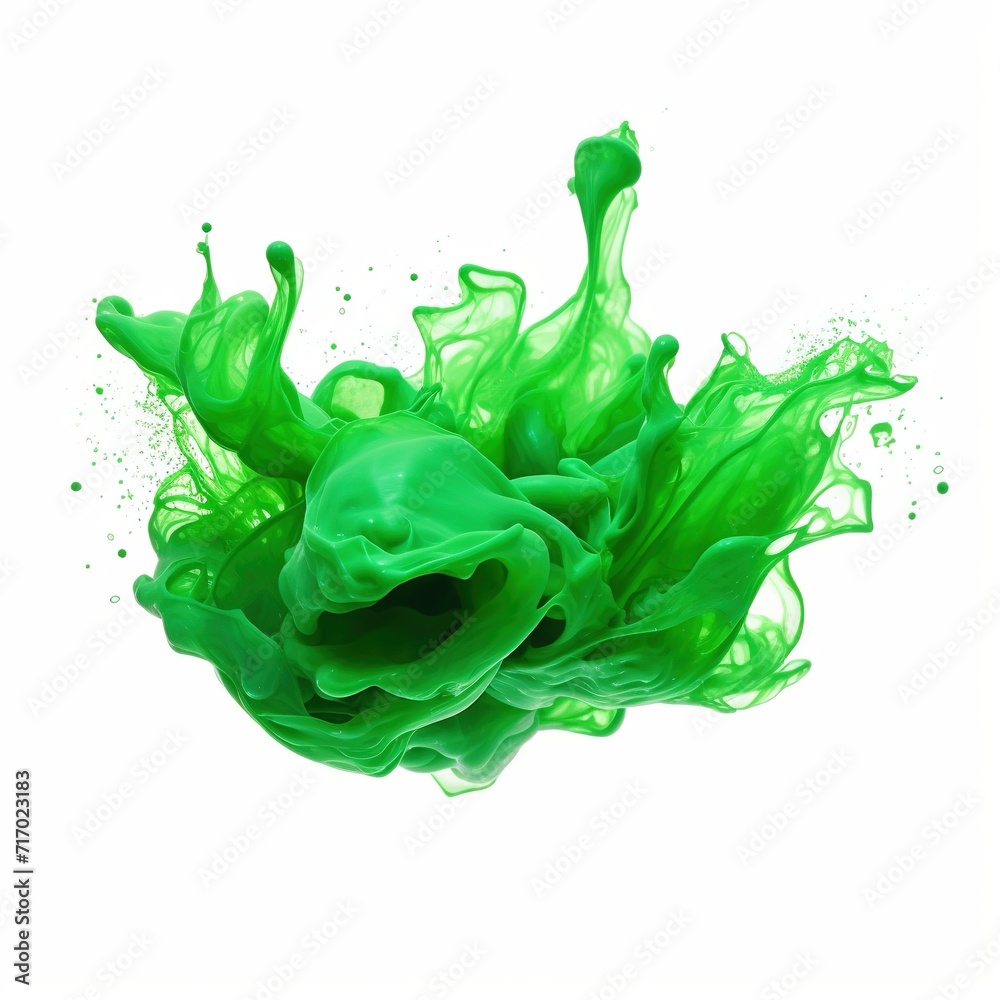 Green color plastic paint splash isolated on a white background Green color plastic paint splash isolated on a white background