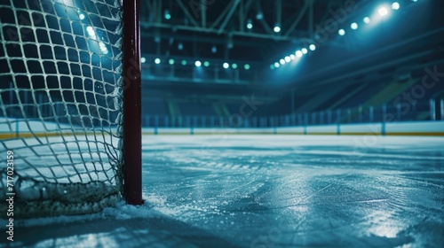 Hockey goal and hockey arena photo