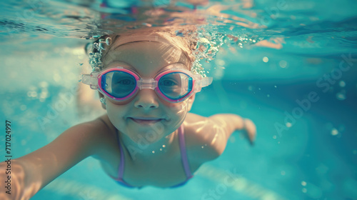 Little girl swimming freestyle in a swimming pool © ArtBox
