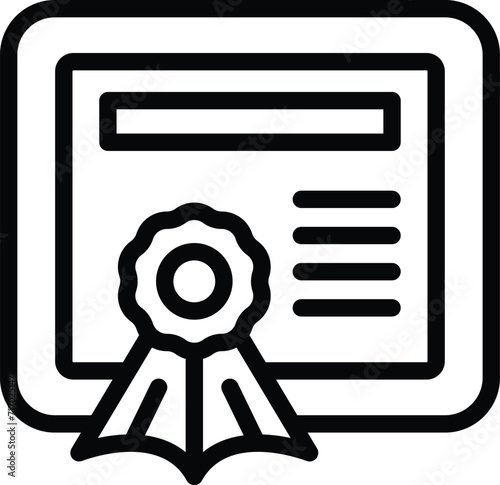 Diploma cover icon outline vector. Open fair shop. Education side