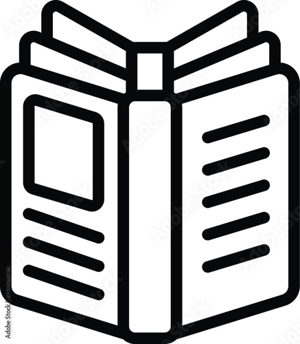 Open new book icon outline vector. Lexicon volume. Uncover literary