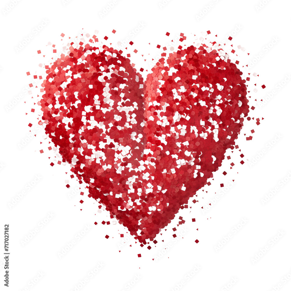 heart from red and white confetti on white background heart from red and white confetti on white background