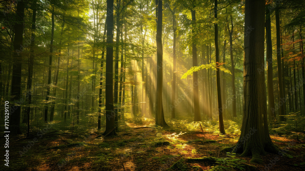 beautiful panorama landscape with sun and forest at sunrise. sun rays shine through trees. panoramic view. beautiful panorama landscape with sun and forest at sunrise. sun rays shine through trees. panoramic view.