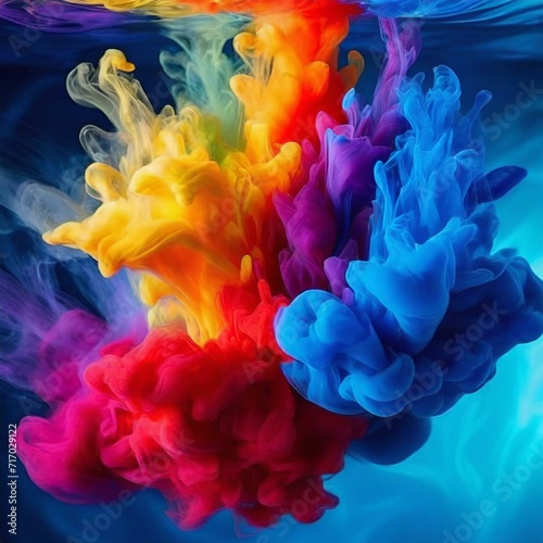 Subaqueous Paint Fiesta: Firefly Explosion of Colored Paints Below Surface © Iuliia