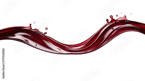 Dark red wine liquid flows in a curve shape isolated background