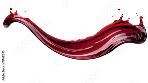 Red paint motion in a curve shape on an isolated background