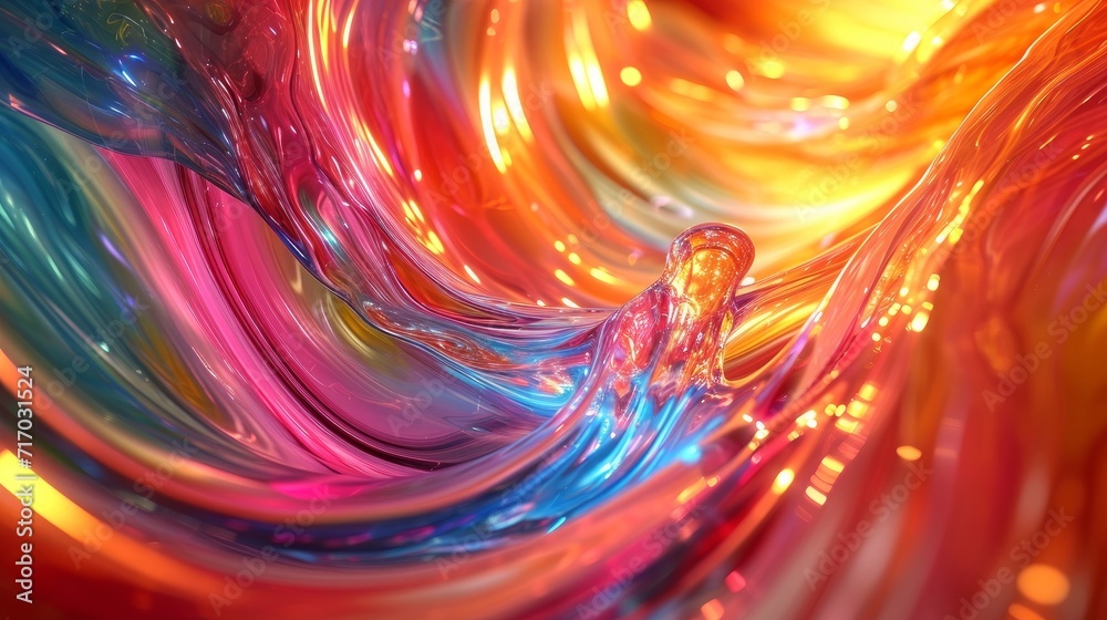 Flowing colorful glass.Computer wallpaper. 3D illustration