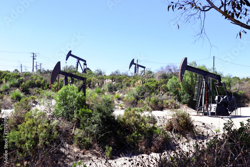 The Inglewood Oil Field pumpjack located in the Baldwin Hills, Los Angeles, California